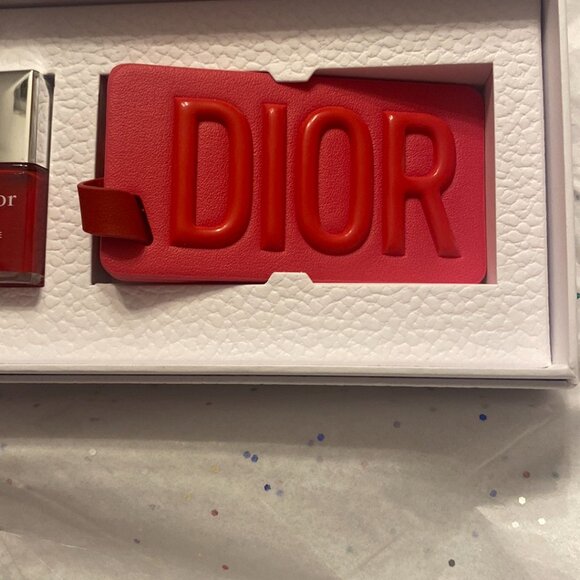 Dior - Three Pc. Travel Set | Luggage Tag, 999 Red Satin Lipstick & Polish - NIB - Picture 3 of 9